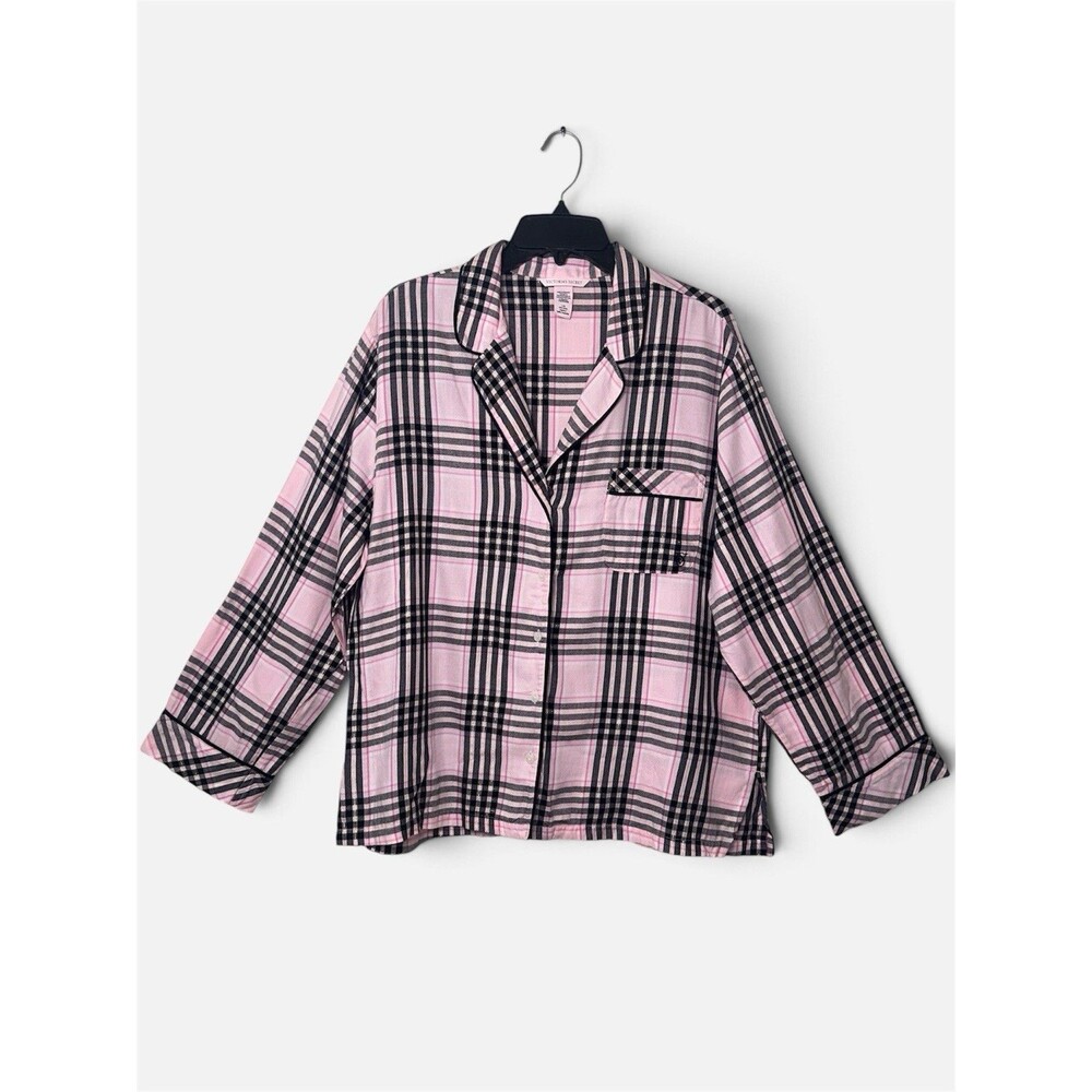 Victoria’s Secret Women’s Plaid Button Front Pajama Top Size L